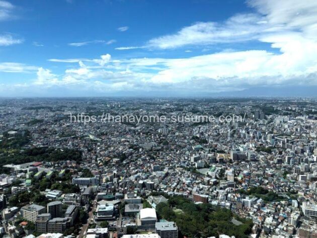 横浜ロイヤルパークホテルの披露宴会場「オーロラ」から見える景色